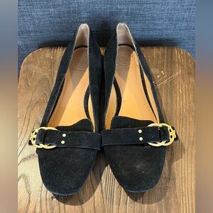 TORY BURCH MARSDEN BLACK SUEDE  REVA SMOKING SLIPPER FLATS size 9